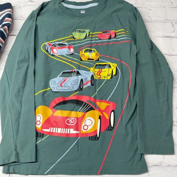 Tea Collection Long Sleeve Cotton Tee Bundle Size 10 Henley + Racecar + Frenchie - Picture 2 of 10